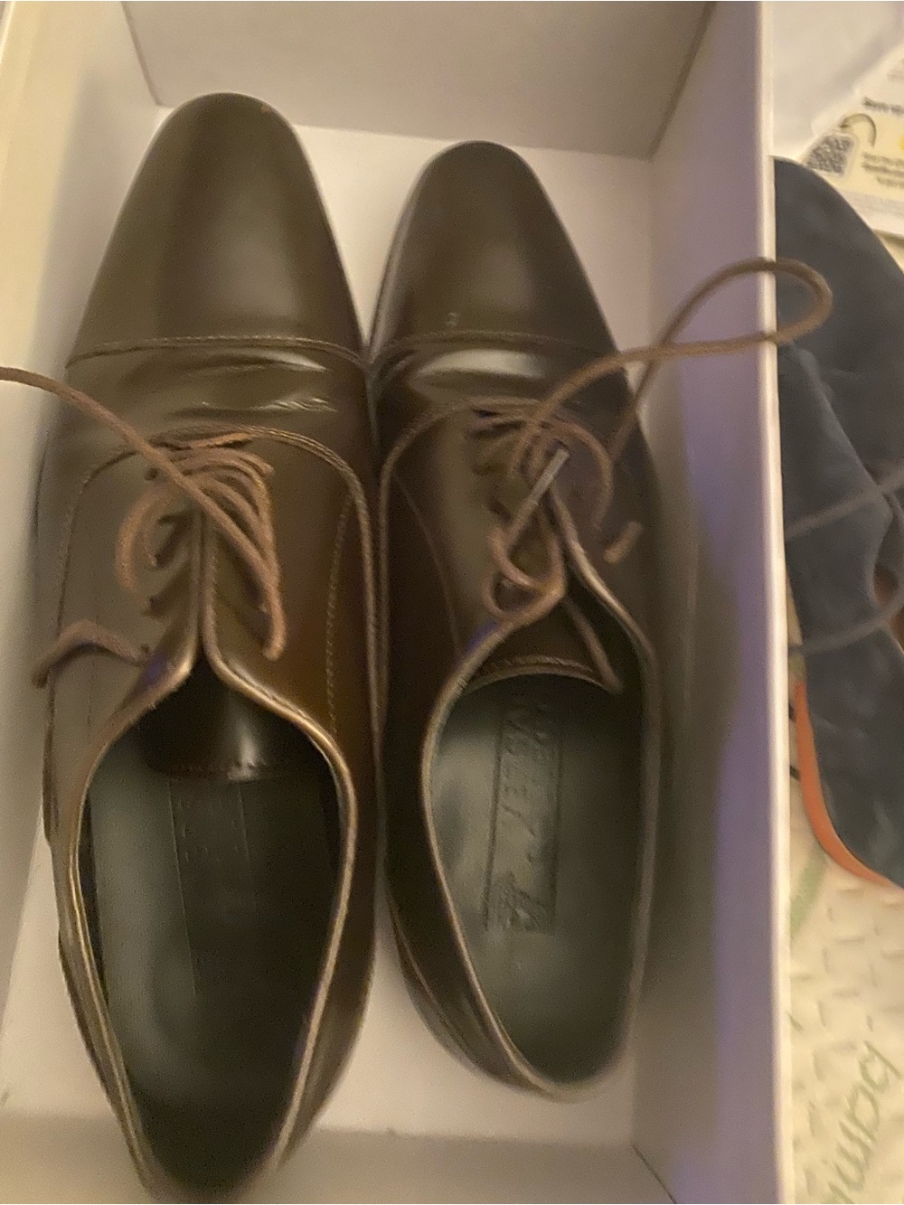 Men’s Versace Brown Leather Dress Oxfords - Classic Lace-Up Size 6.5